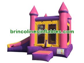 2 in 1 combo inflatable pink castle slide 13x21x14