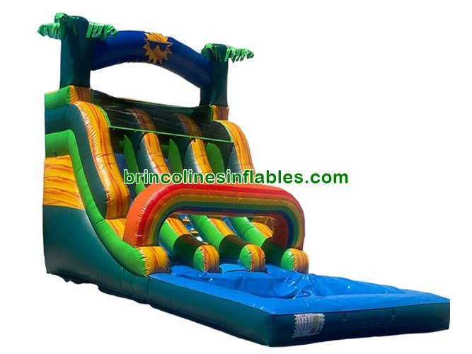 WS1413 Rainbow Tropical Double Inflatable Water Slide