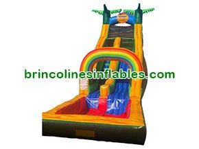 Rainbow Tropical Palm Trees Inflatable Water Slide