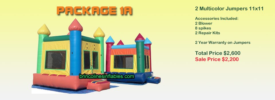 2 wholesale rainbow bouncy castles 11x11