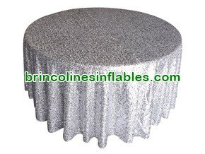 Round Silver Sequin Tablecloth