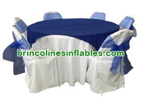 Round Table & Round Back Chair Covers (White/Blue)